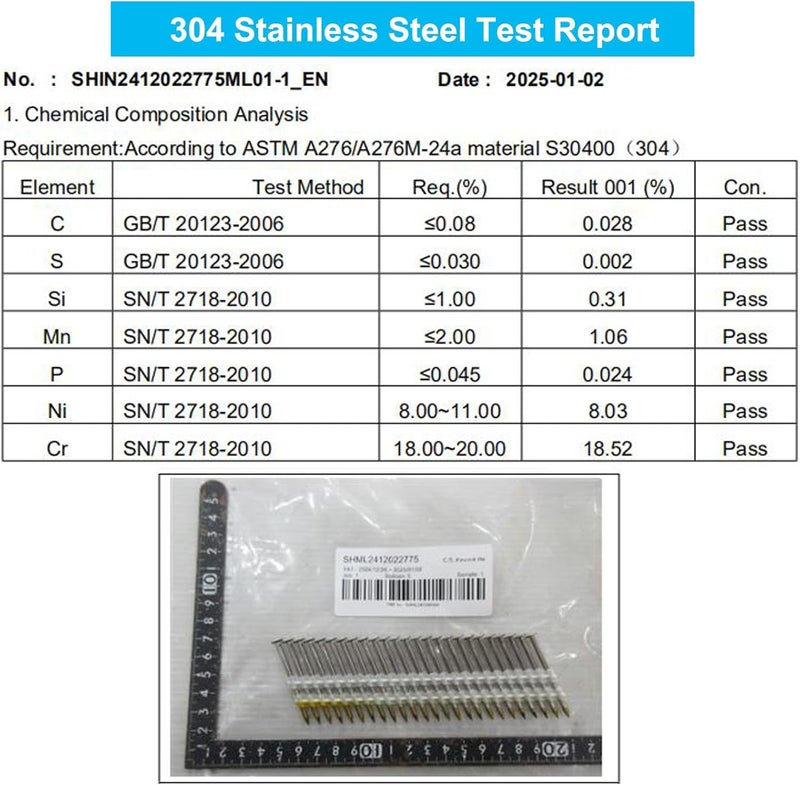 SimCos Framing Nails 304 Stainless Steel 21° Full Round Head Nail 21 Degree Ring Shank Nail for Pneumatic, Electric 21 degree Framing Nailer (2" - 250 pcs) - Image 4